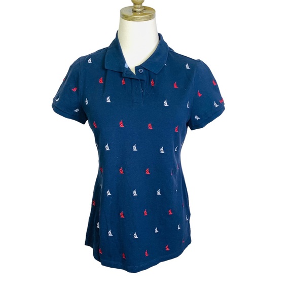 Nautica Tops - Nautica Navy Embroidered Logo Polo Shirt LARGE 3586
